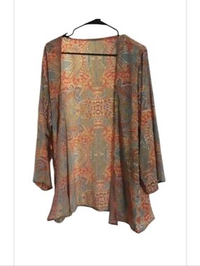 Lightweight Paisley Open-Front Cardigan - Multi-Color